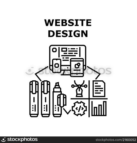 Website design web business internet. technology template. mobile banner site vector concept black illustration. Website design icon vector illustration