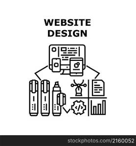 Website design web business internet. technology template. mobile banner site vector concept black illustration. Website design icon vector illustration