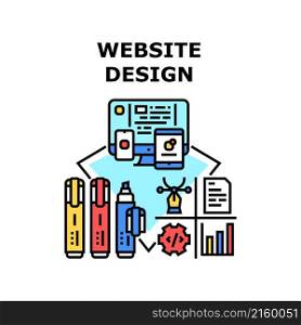 Website design web business internet. technology template. mobile banner site vector concept color illustration. Website design icon vector illustration