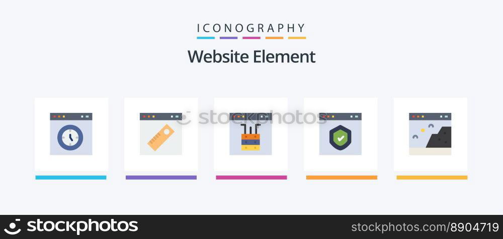 Website Element Flat 5 Icon Pack Including interface. browser. web. server. interface. Creative Icons Design