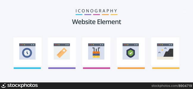 Website Element Flat 5 Icon Pack Including interface. browser. web. server. interface. Creative Icons Design