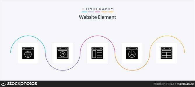 Website Element Glyph 5 Icon Pack Including divide. presentation. website. internet. website