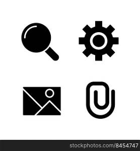 Website elements black glyph icons set on white space. Digital technology. Business development. E commerce providing. Silhouette symbols. Solid pictogram pack. Vector isolated illustration. Website elements black glyph icons set on white space