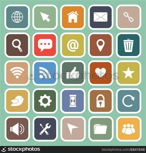 Website flat icons on green background, stock vector