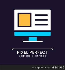 Website for business pixel perfect RGB color icon for dark theme. Goods and services online. Marketplace. Simple filled line drawing on night mode background. Editable stroke. Poppins font used. Website for business pixel perfect RGB color icon for dark theme