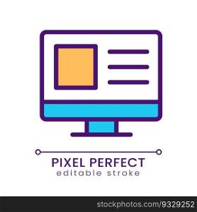 Website for business pixel perfect RGB color icon. Goods and services online. Marketplace. Isolated vector illustration. Simple filled line drawing. Editable stroke. Poppins font used. Website for business pixel perfect RGB color icon