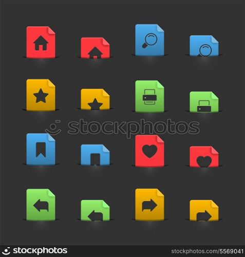 Website interface buttons on moving stubs, two positions isolated vector illustration