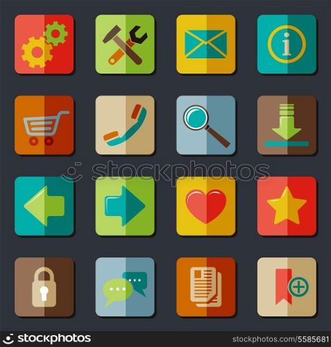 Website internet browser user icons set of arrows mail settings elements isolated vector illustration