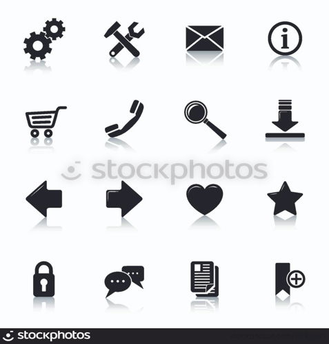 Website internet browser user icons set of connection communication downloading isolated vector illustration