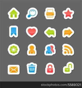 Website layout interface elements, home search print like on cartoon stickers isolated vector illustration