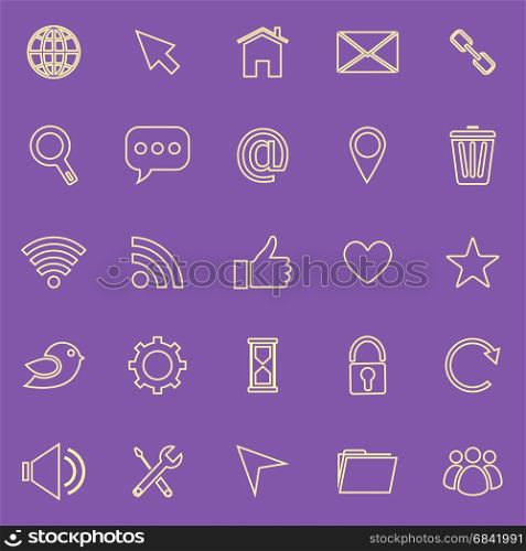 Website line color icons on purple background, stock vector