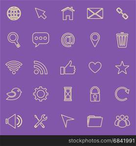 Website line color icons on purple background, stock vector