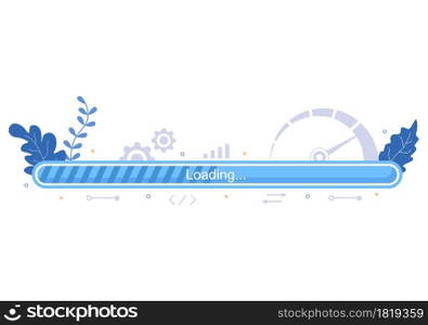 Website Loading Speed Optimization With Server, Web Programming, Mobile App Development, and Page Software. Background Vector Illustration