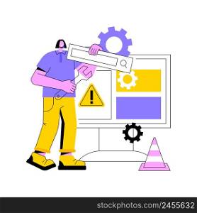 Website maintenance abstract concept vector illustration. Website service, webpage seo maintenance, web design, corporate site professional support, security analysis, update abstract metaphor.. Website maintenance abstract concept vector illustration.