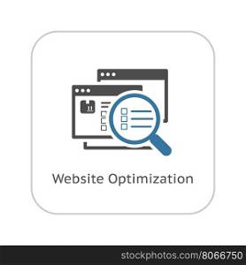 Website Optimization Icon. Flat Design.. Website Optimization Icon. Flat Design. Isolated Illustration. App Symbol or UI element. Web Pages with Magnifying Glass.