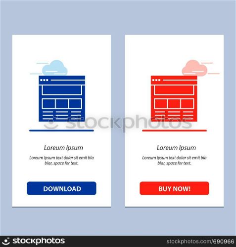 Website, Page, Interface, Web, Online Blue and Red Download and Buy Now web Widget Card Template