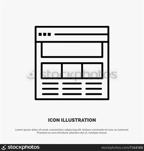 Website, Page, Interface, Web, Online Line Icon Vector