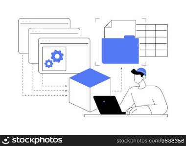 Website scraping isolated cartoon vector illustrations. Man deals with website scraping, modern IT technology, data transfer, software to automate business processes vector cartoon.. Website scraping isolated cartoon vector illustrations.
