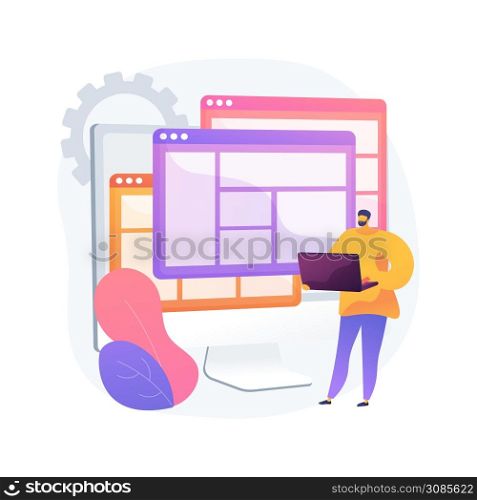 Website template abstract concept vector illustration. Landing page html template, website building service, commercial and personal use, web constructor platform, design themes abstract metaphor.. Website template abstract concept vector illustration.