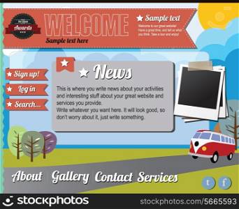 Website template design elements, gas pump, vintage style