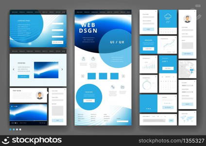 Website template design with interface elements. Vector illustration.