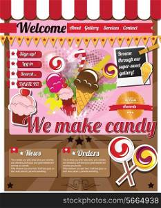 Website template elements, vintage style, candy shop