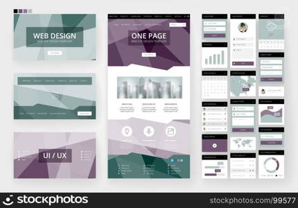 Website template, one page design, headers and interface elements.