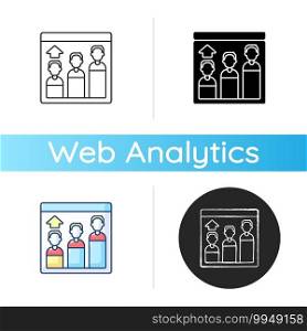 Website traffic icon. Amount of data sent and received by visitors to website. Confidential data collected on site. Linear black and RGB color styles. Isolated vector illustrations. Website traffic icon