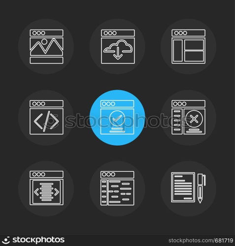 website , web , user interface , web app , internet , website , dwonloading , uploading, user design , icon, vector, design,  flat,  collection, style, creative,  icons , 