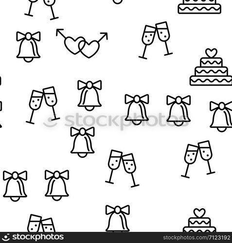 Wedding And Engaging Vector Seamless Pattern Thin Line Illustration. Wedding And Engaging Vector Seamless Pattern