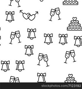 Wedding And Engaging Vector Seamless Pattern Thin Line Illustration. Wedding And Engaging Vector Seamless Pattern