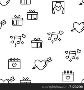 Wedding And Engaging Vector Seamless Pattern Thin Line Illustration. Wedding And Engaging Vector Seamless Pattern