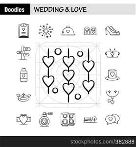 Wedding And Love Hand Drawn Icons Set For Infographics, Mobile UX/UI Kit And Print Design. Include: Clipboard, Heart, Love, Text, Firework, Fire, Love, Wedding, Icon Set - Vector