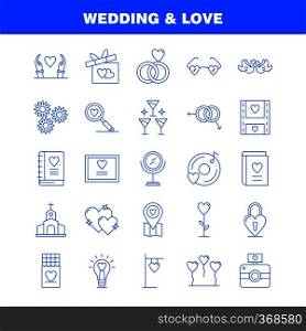 Wedding And Love Line Icons Set For Infographics, Mobile UX/UI Kit And Print Design. Include  Bulb, Idea, Love, Heart, Wedding, Movies, Video, Love, Icon Set - Vector