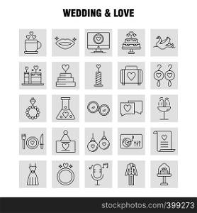 Wedding And Love Line Icons Set For Infographics, Mobile UX/UI Kit And Print Design. Include: Cup, Tea, Love, Wedding, Heart, Candle, Light, Love, Icon Set - Vector
