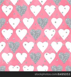 Wedding aquarelle pink seamless pattern with hearts. Wedding aquarelle pink seamless pattern with hearts.