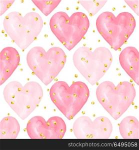 Wedding aquarelle pink seamless pattern with hearts. Wedding aquarelle pink seamless pattern with hearts.