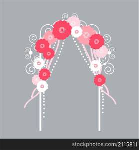 Wedding arch with flowers on grey background . Vector illustration.. Wedding arch. Vector illustration.