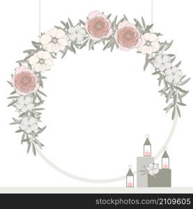 Wedding arch with flowers . Vector illustration.. Wedding arch. Vector illustration.