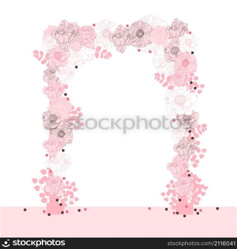 Wedding arch with flowers . Vector illustration.. Wedding arch. Vector illustration.