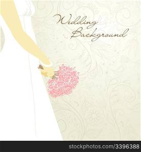 Wedding Bacground. Bride with bouquet
