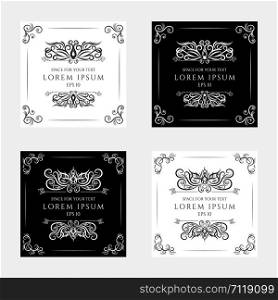 Wedding background vintage frame line art design classic style with space for your text. vector illustration
