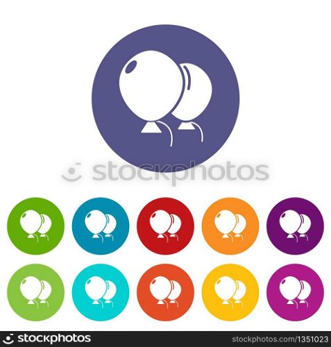Wedding ballons icons color set vector for any web design on white background. Wedding ballons icons set vector color