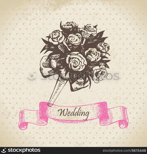 Wedding bouquet. Hand drawn illustration