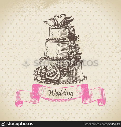 Wedding cake. Hand drawn illustration