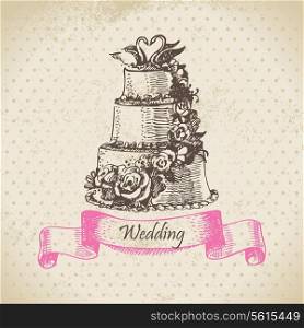 Wedding cake. Hand drawn illustration