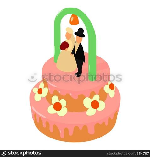 Wedding cake icon. Isometric illustration of wedding cake vector icon for web. Wedding cake icon, isometric style