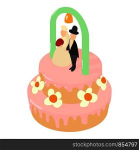 Wedding cake icon. Isometric illustration of wedding cake vector icon for web. Wedding cake icon, isometric style