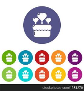 Wedding cake icons color set vector for any web design on white background. Wedding cake icons set vector color