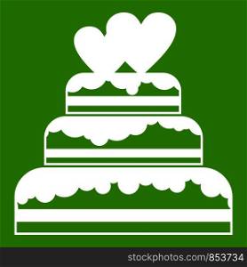 Wedding cake in simple style isolated on white background vector illustration. Wedding cake icon green